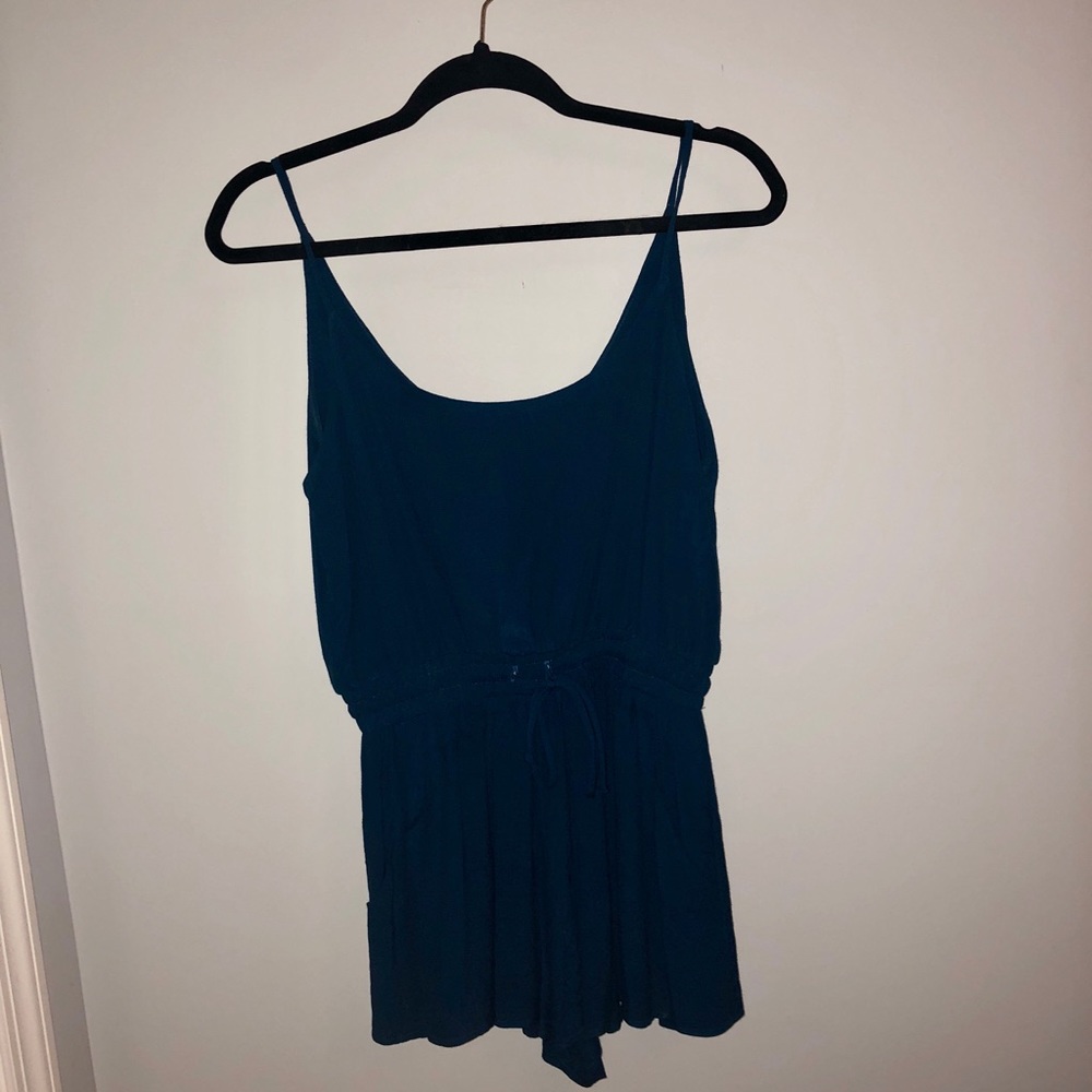 Teal Romper with Synched Waist